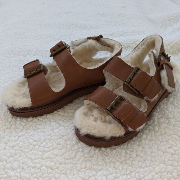 Madewell Madelyn Shearling Lined Strapped Sandal Sz 6.5 NWOB - Picture 2 of 5